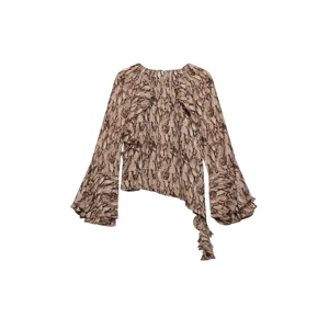 Mint Velvet Brown Snake Print Ruffle Detail Blouse